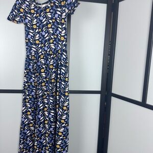 Dot Dot Smile Navy and Mustard Floral Dress
